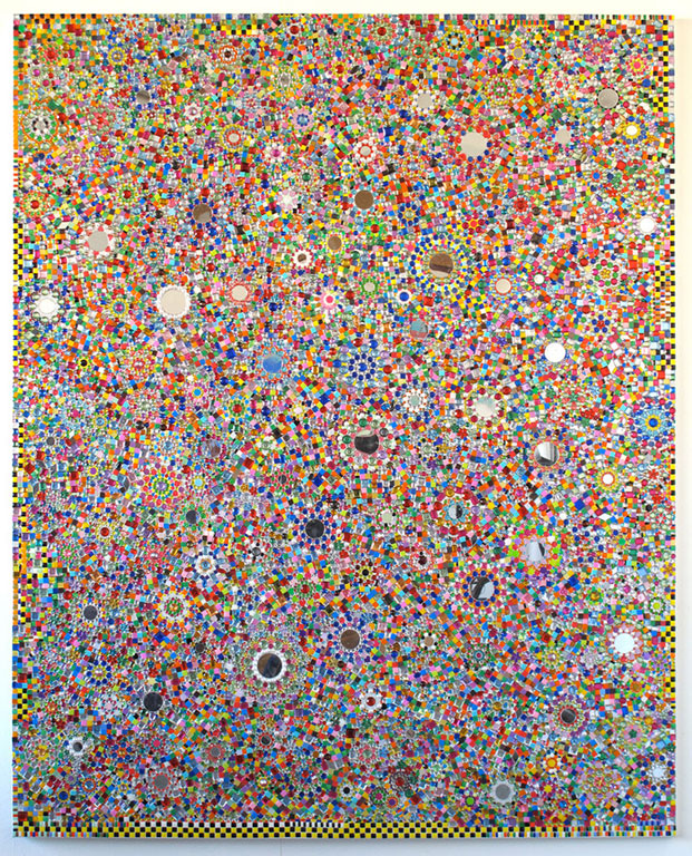 Ceram N°3, 2014, Médium, strass et mosaïques acrylique sur toile, 162x130cm